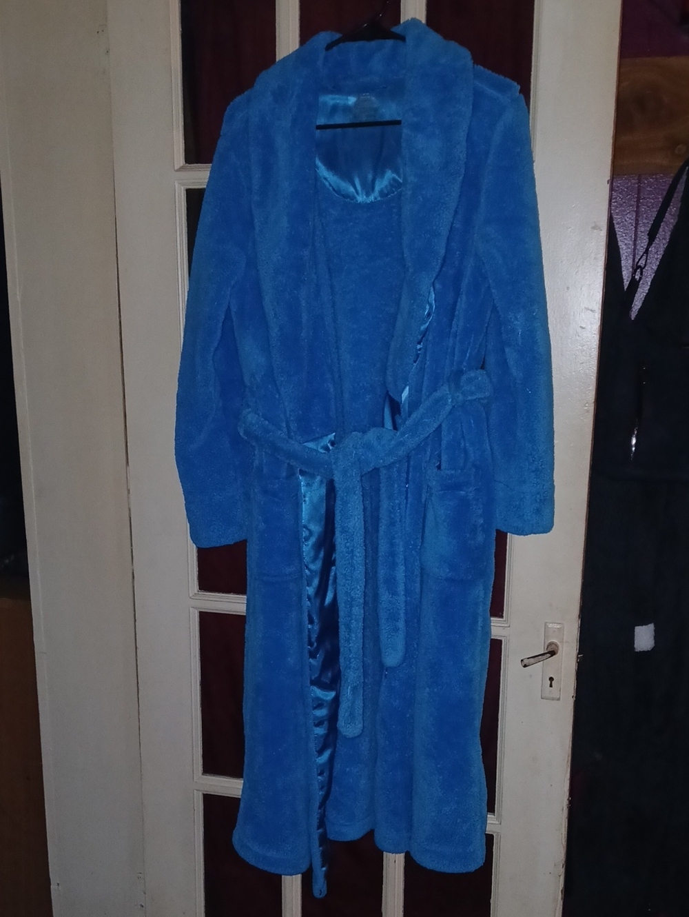 Cozy Long Plush Robe in Bright Blue